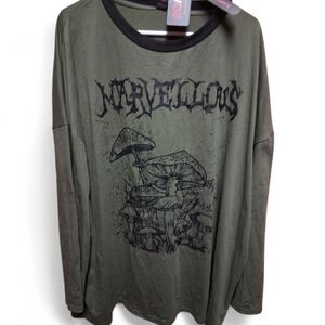 Mens Marvelous Mushrooms Green And Black Graphic Tshirt Size 4x